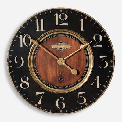 Alexandre Martinot Wall Clock - 23" - Black and Brown
