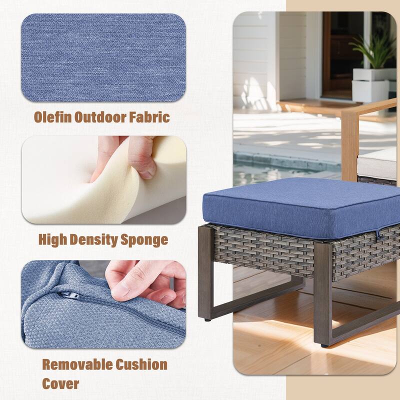 Gymojoy Outdoor Ottomans Footrest with Cushions - Grey