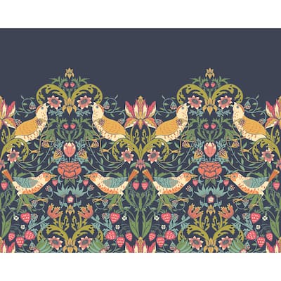 Brewster Origin Murals Birds, Fruit and Foliage Navy Wall Mural - N/A