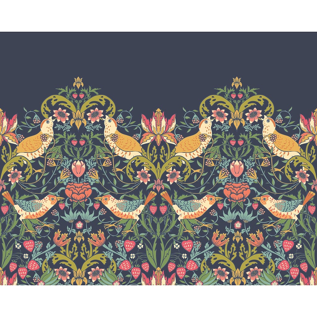 Brewster Origin Murals Birds, Fruit and Foliage Navy Wall Mural - N/A