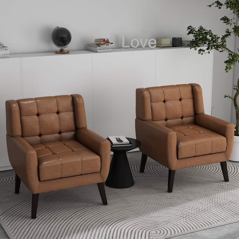 Tufted Arm Chair Upholstered Lounge Chair(Set of 2)