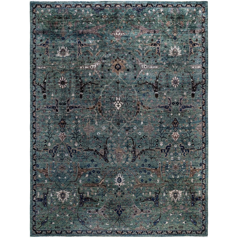 Serapi One-of-a-Kind Hand-Knotted Area Rug - Green - 9' 1" x 12' 0"