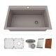 preview thumbnail 1 of 5, 33 Inch Lexicon Platinum Quartz Composite Drop-in Undermount Single Bowl Workstation Galaxy Concrete Kitchen Sink LP-750TM-C Galaxy Concrete