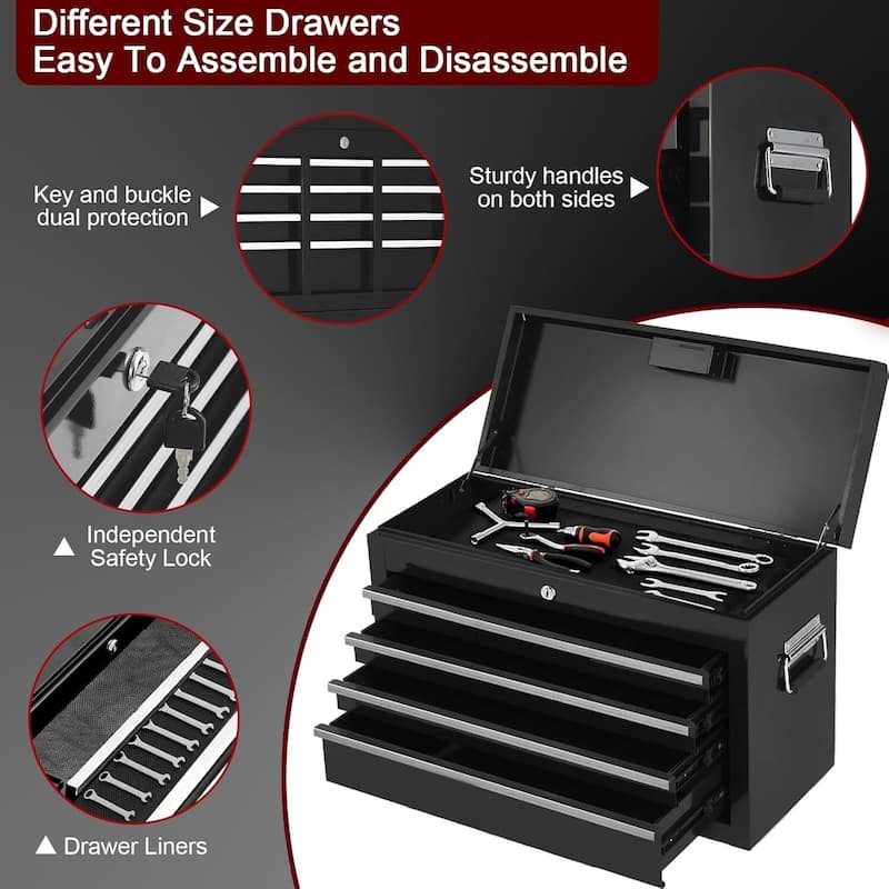 5-Drawers Metal Tool Box Rolling Tool Chest for Garage Workshop - N/A
