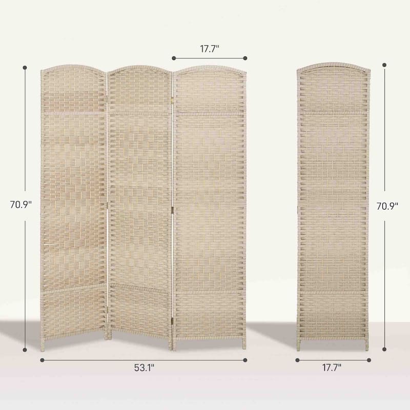 HOMCOM 3 Panel Room Divider, 6' Tall Folding Privacy Screen, Hand-Woven Freestanding Wall Partition
