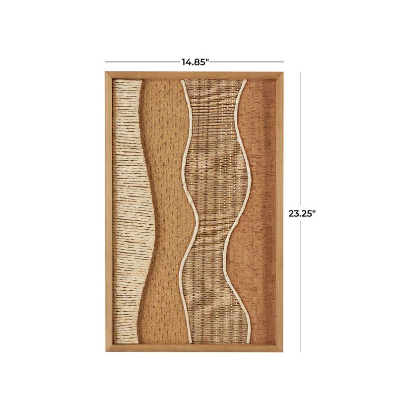 Wood Abstract Handmade Wavy Mixed Media Home Wall Decor with Various Textures and Patterns - Brown - Roche River Decor