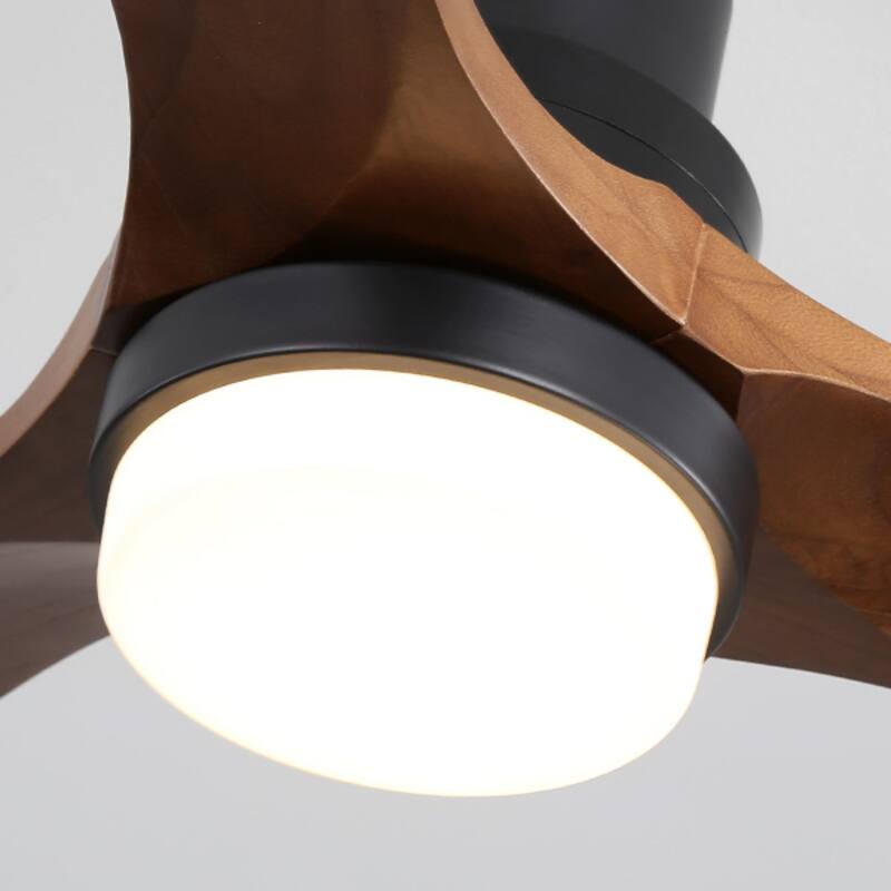 Clihome 60 In.Ceiling Fan With Lights 3 Carved Wood Fan Blade
