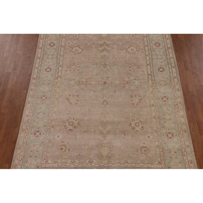 Earth Tone Oushak Oriental Area Rug Hand-Knotted Wool Carpet - 6'9" x 9'10"