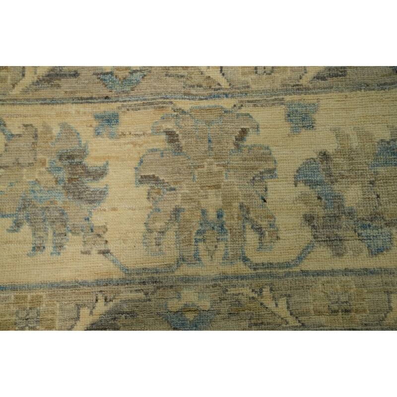 Vegetable Dye Wool Oushak Turkish Large Rug, Floral Geometric Carpet - 14' 10'' X 11' 9''