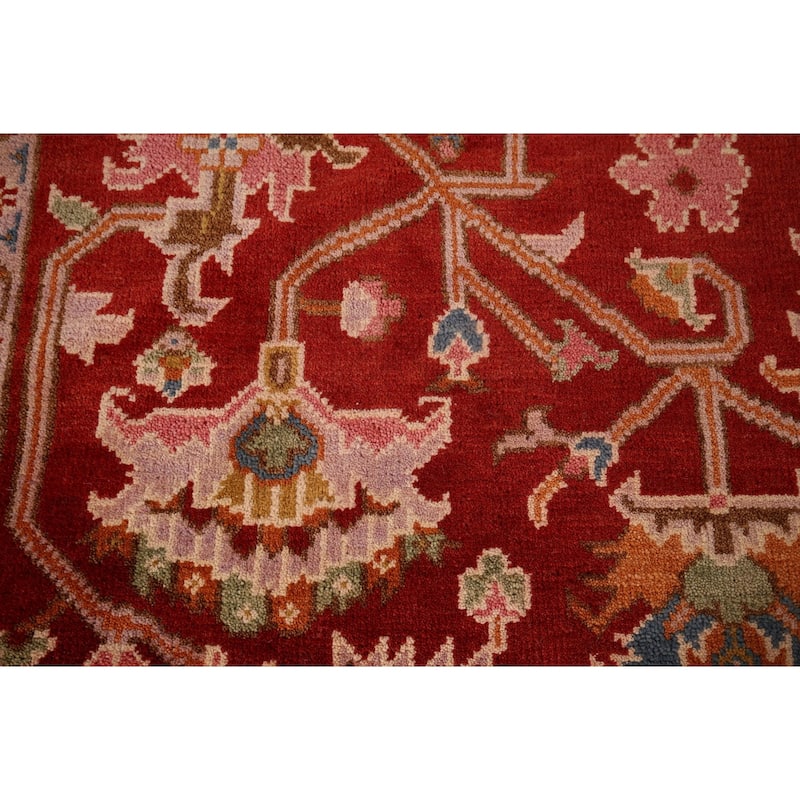 All-Over Red Oushak Indian Area Rug Handmade Wool Carpet - 8'10"x 11'8"