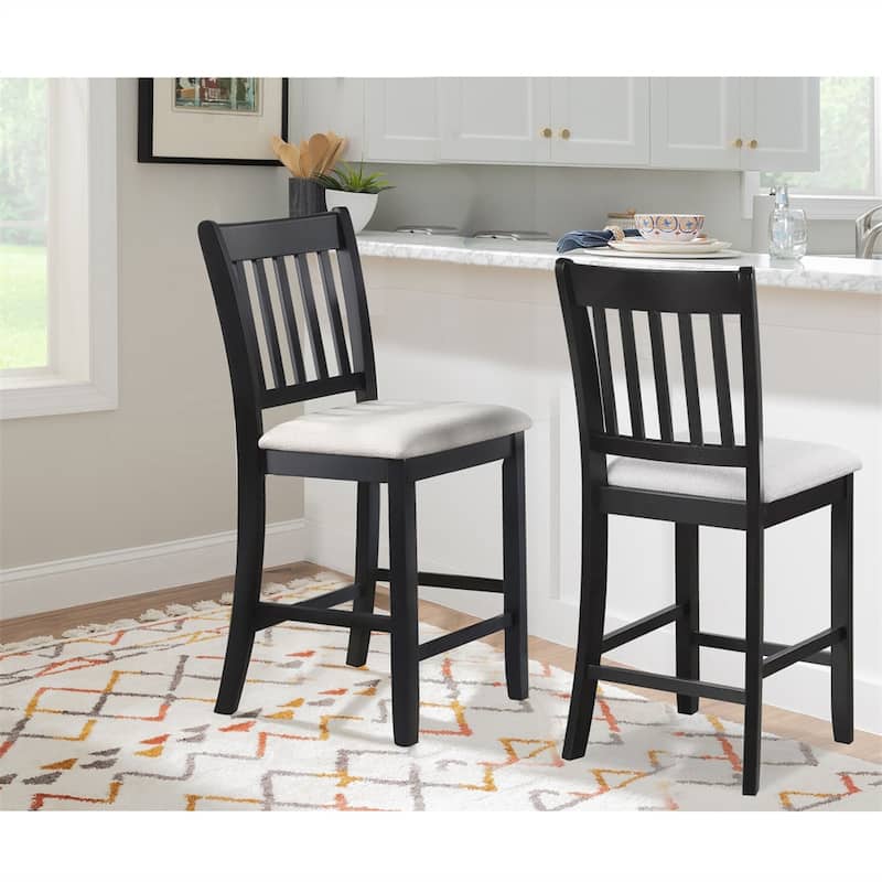Counter Height Dining Chairs Rustic Backrest Neutral Color (Set of 2)