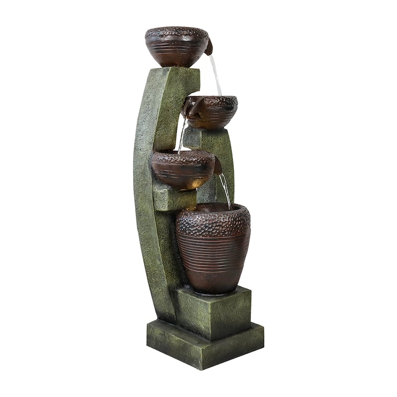 40" H Outdoor Modern Fountain Floor Waterfall Feature for Patio