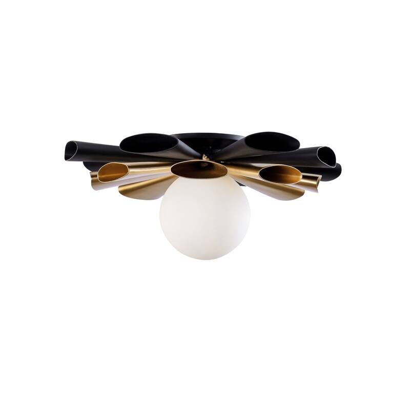Varaluz Daphne 1-Light Convertible Flush Mount/Sconce - Matte Black/French Gold