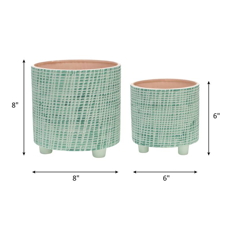 Sagebrook Home Modern Abstract Footed Ceramic Planter Set of 2