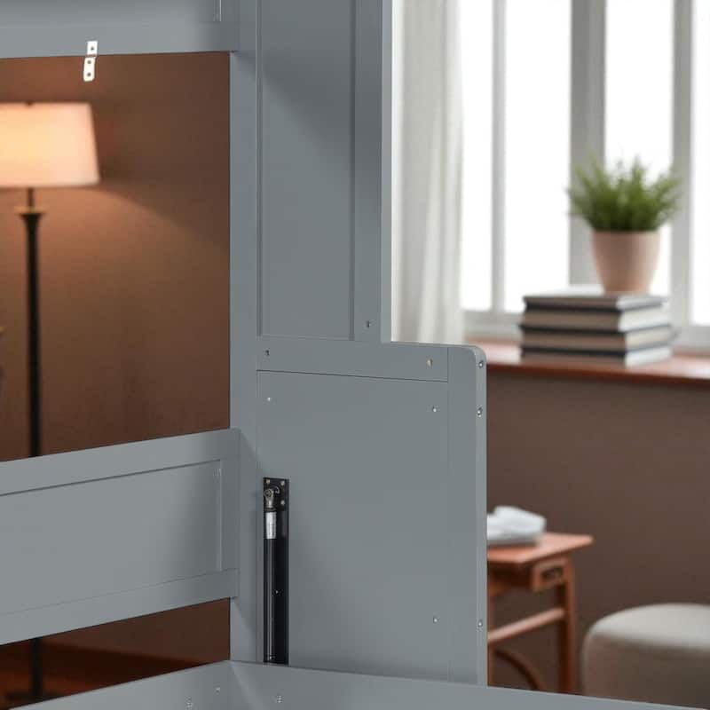 Full/Queen Murphy Wall Bed with Desk, Hydraulic Lift, 600 lb Capacity, 10 in Mattress, Space-Saving Home Office