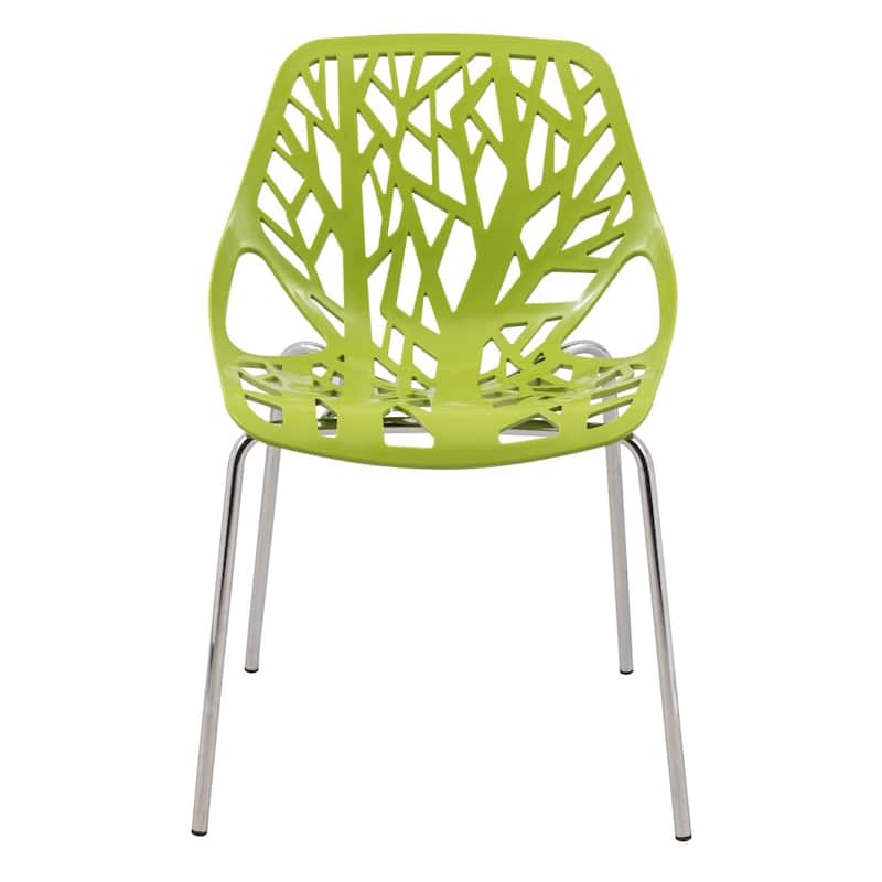 Asbury Stackable Dining Chair with Chrome Legs Side Chair with Modern Cut-Out Design Backrest