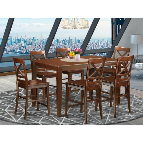East West Furniture High Top Table 7-piece Counter-height Dining Set in Mahogany Finish