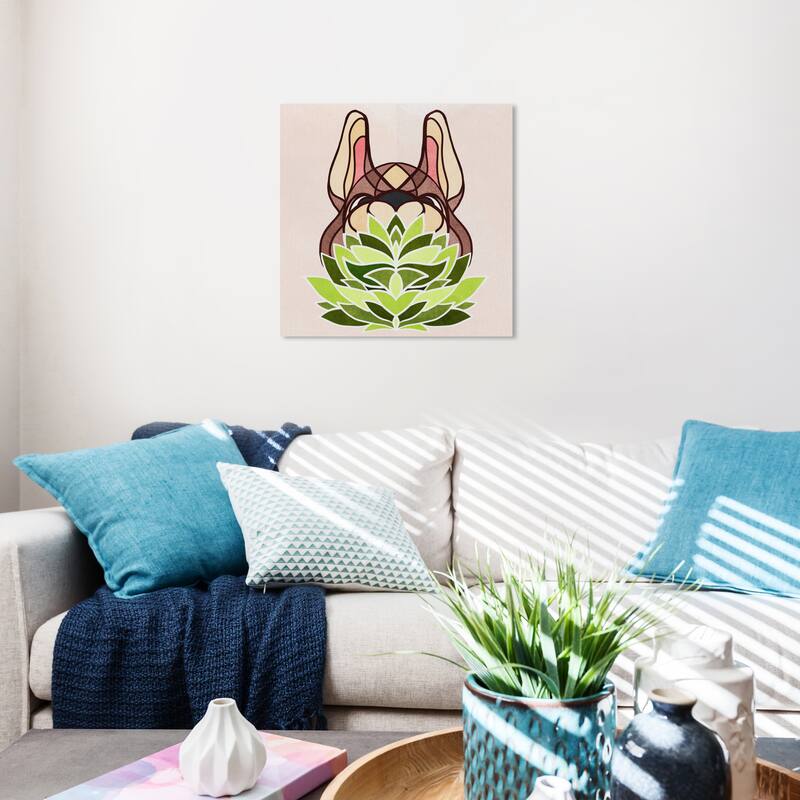 Wynwood Studio Canvas Animals Peeking Blossom II Green and Tan Modern & Contemporary Wall Art Canvas Print - 20 x 20