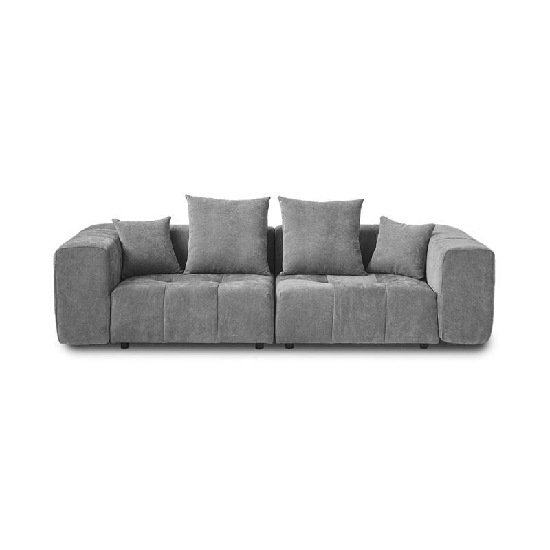 104.8" Linen Sectional Loveseat Sofa Modular Couch with Pillows