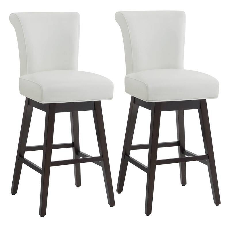 Spruce & Spring Noah Upholstered 26-inch Counter Height Swivel Barstool Set - Set of 2 - White - Bar Height