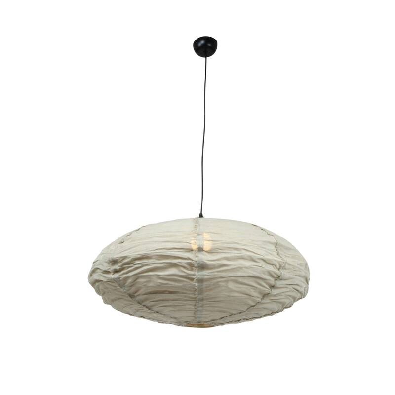 Linen and Cotton Pendant Lamp with Frayed Edges - 32.0"L x 32.0"W x 16.5"H