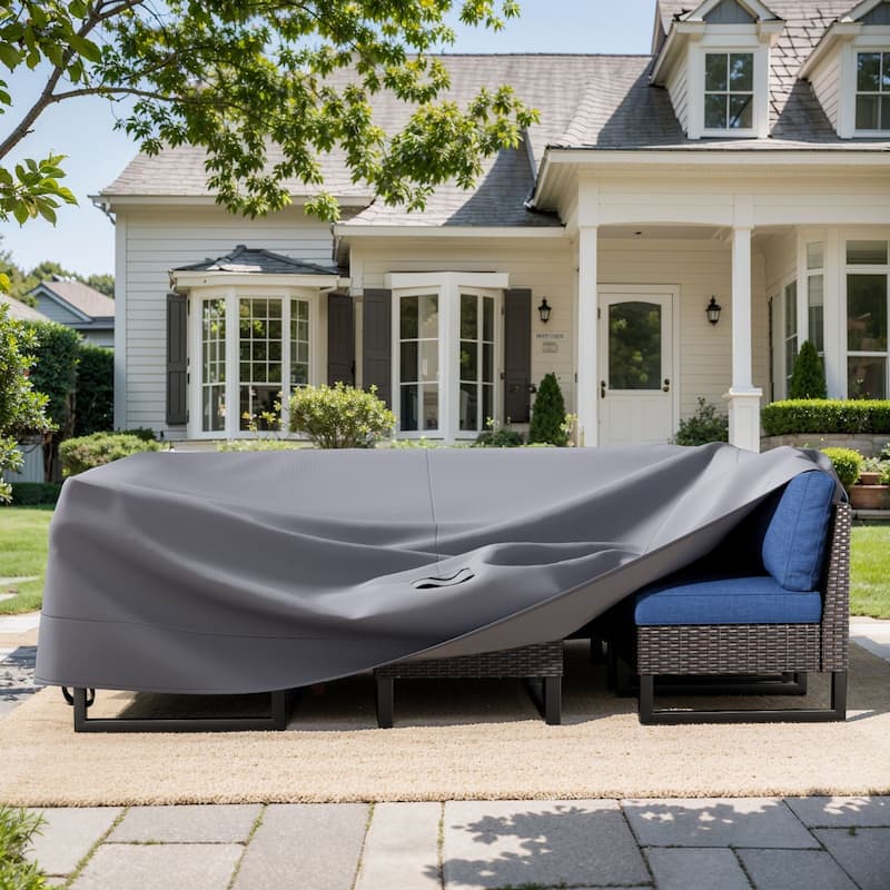 Heavy Duty Patio Sofa Cover, Waterproof 3-Seater Outdoor Sofa Cover - Large Size - Grey