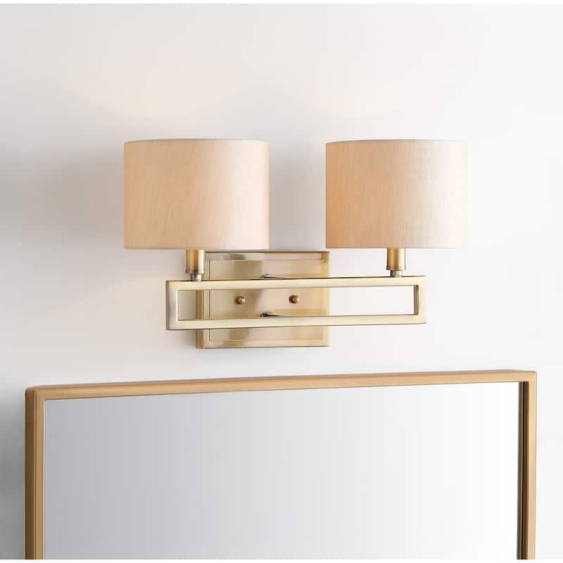 SAFAVIEH Lighting Chantal 2-Light Catena Gold Sconce - 16.25"x7.875 x9.25 - Antique Gold - 16Wx8Dx9H