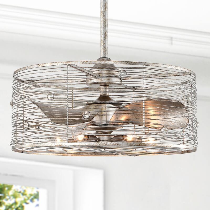Terrance 23 Inch Antique Finish Crystal Ceiling Fandelier with Remote