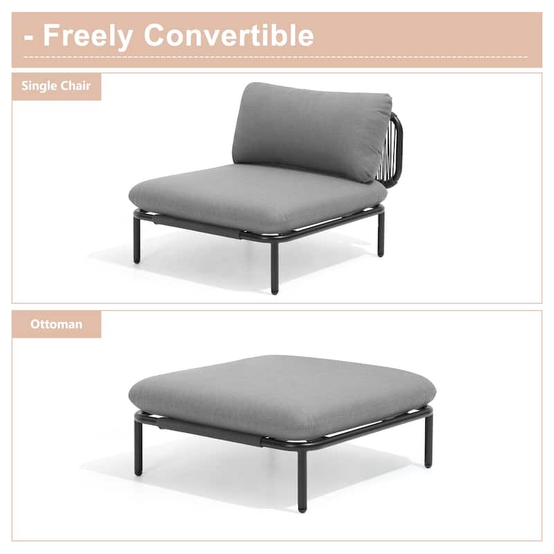 Outdoor Cushioned Sectional Sofa Chat Set Patio Furniture Conversation Set, Free Combination