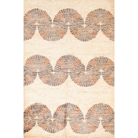 Abstract Oriental Contemporary Area Rug Hand-knotted Foyer Carpet - 4'9" x 6'8"