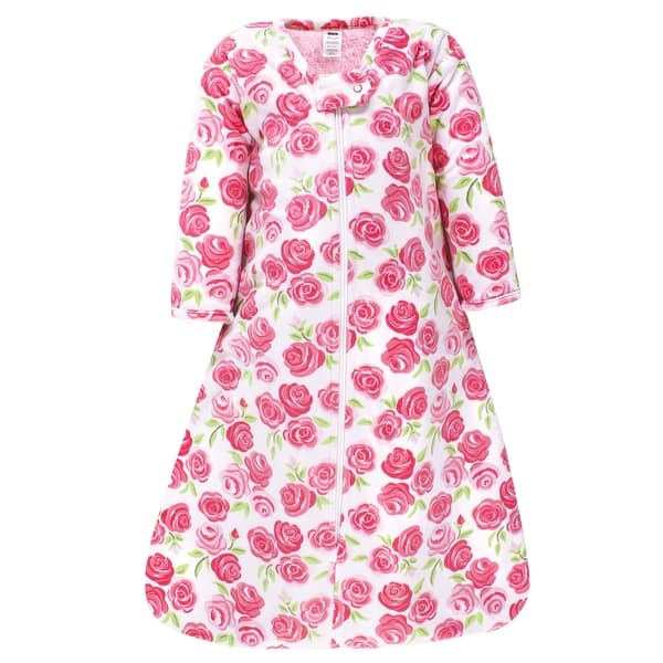 slide 1 of 1, Hudson Baby Girls Long Sleeve Plush Faux Fur Sleeping Bag, Wearable Blanket, Pink Roses 0-6 Months - Pink Roses