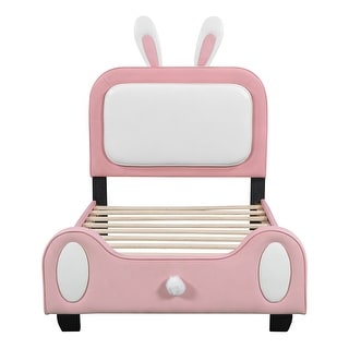 Twin Upholstered Rabbit Princess Bed with Headboard & Footboard - Fun Design