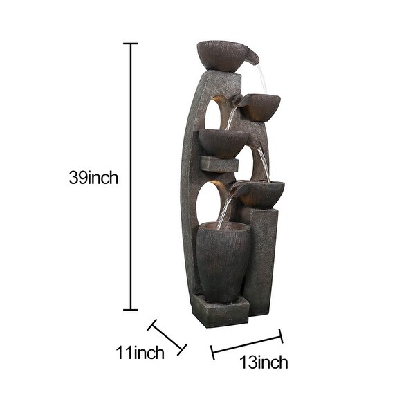 Cascading Zen Outdoor Water Fountain with 7 LED Lights - Bed Bath