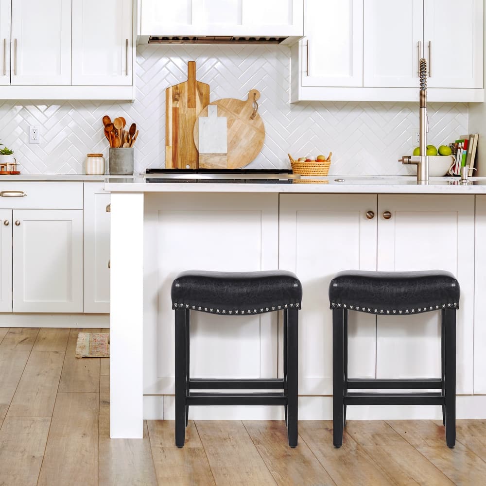 Jameson Upholstered Polyester Black 24 Inch Counter Stool (Set Of 2)