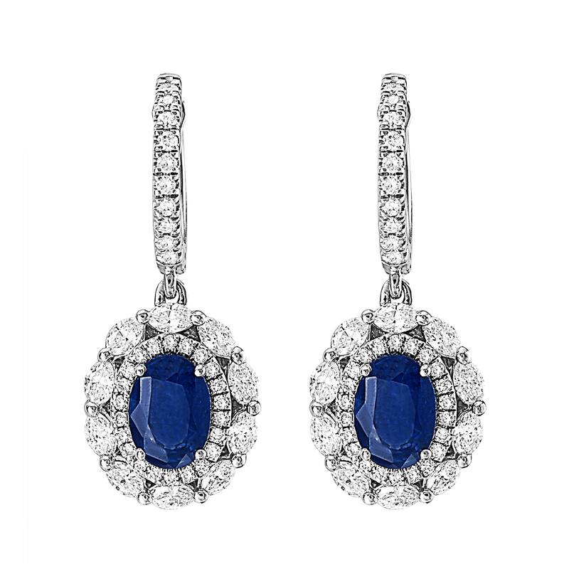 EFFY 14K Gold Diamond Sapphire Drop Earrings