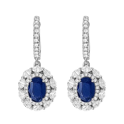 EFFY 14K Gold Diamond Sapphire Drop Earrings