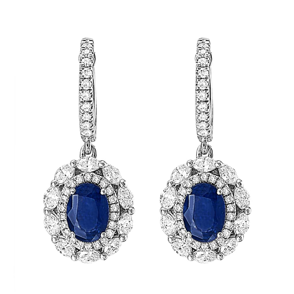 EFFY 14K Gold Diamond Sapphire Drop Earrings