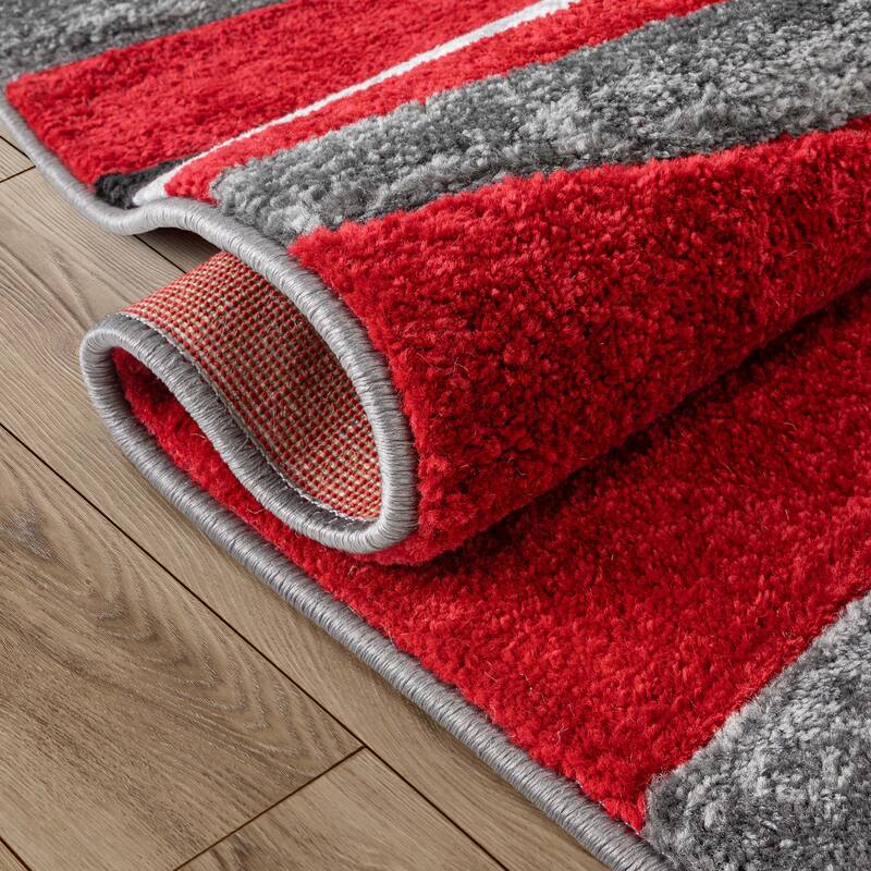 Well Woven Ruby Galaxy Waves Modern Geometric Area Rug