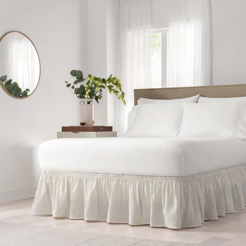 Copper Grove Fineshade Wrap Around Solid Ruffled Bed Skirt - Queen/King - Ivory