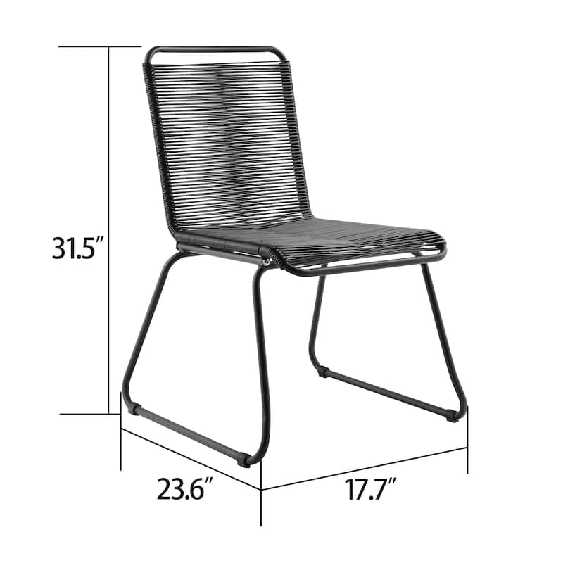 Corvus Sarcelles Woven Wicker Patio Dining Chairs(Set of 4)