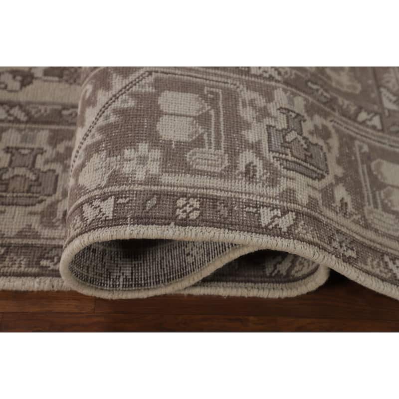 Distressed Tabriz Persian Vintage Area Rug Handmade Beige Wool Carpet - 6'7" x 9'6"