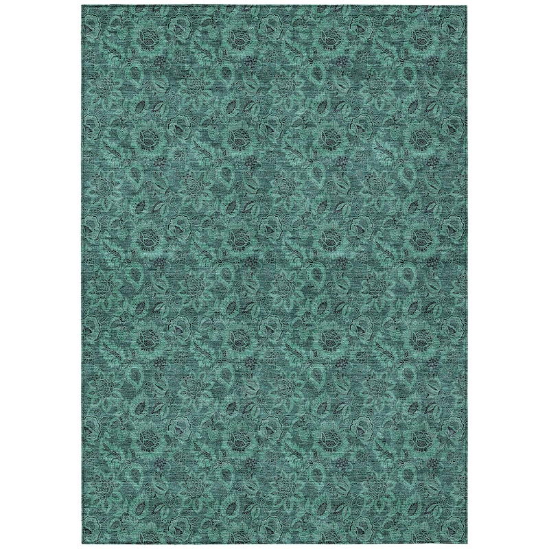 Machine Washable Indoor/ Outdoor Chantille Floral Rug