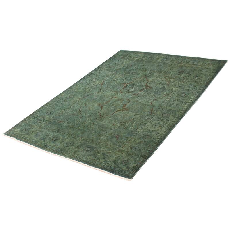 ECARPETGALLERY Hand-knotted Vibrance Teal Wool Rug - 5'11 x 8'8