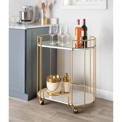 Silver Orchid Pugo Glam Bar Cart with wheels