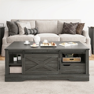 Modern Dark Gray Wood Small Living Room Tables End Side Storage Coffee ...