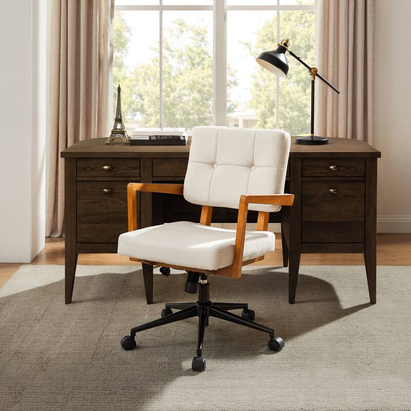 Art Leon Swivel Accent Home Office Chair with Adjustable Height - Off White