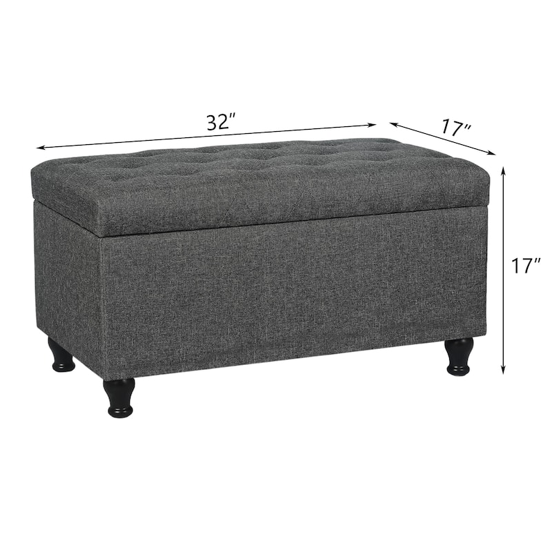 Adeco Tufted Storage Ottoman Bench for Living Room Bedroom