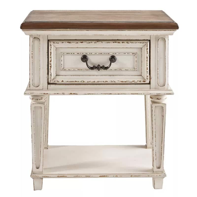 Antique White 1 Drawer 24 in. W Nightstand with Tapered Legs