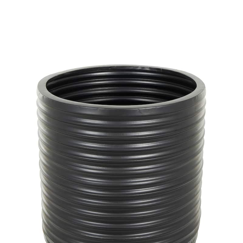 Metal Ribbed Tall Floor Vase with Horizontal Grooves - Set of 3 Black - Roche River Decor - 19"W x 19"L x 46"H