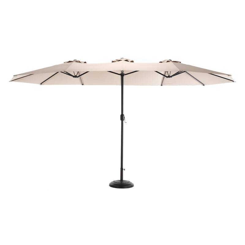14.8 Ft Double Sided Outdoor Umbrella Rectangular Large with Crank(No Base) - khaki
